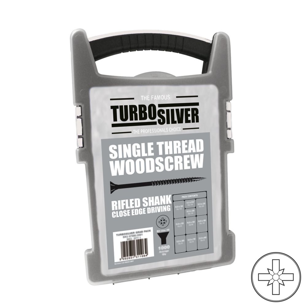 Image of Turbo Silver PZ Double-Countersunk Woodscrews Grab Pack 1000 Pcs 