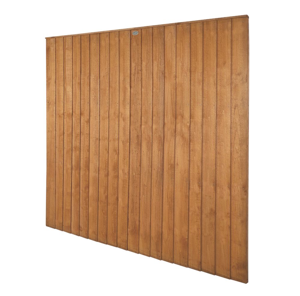 Image of Forest Vertical Board Closeboard Garden Fencing Panel Golden Brown 6' x 6' Pack of 5 