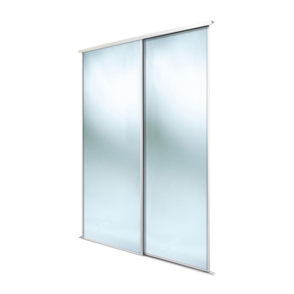 Image of Spacepro Classic 2-Door Framed Sliding Mirror Wardrobe Doors White Frame Mirror Panel 1793mm x 2260mm 