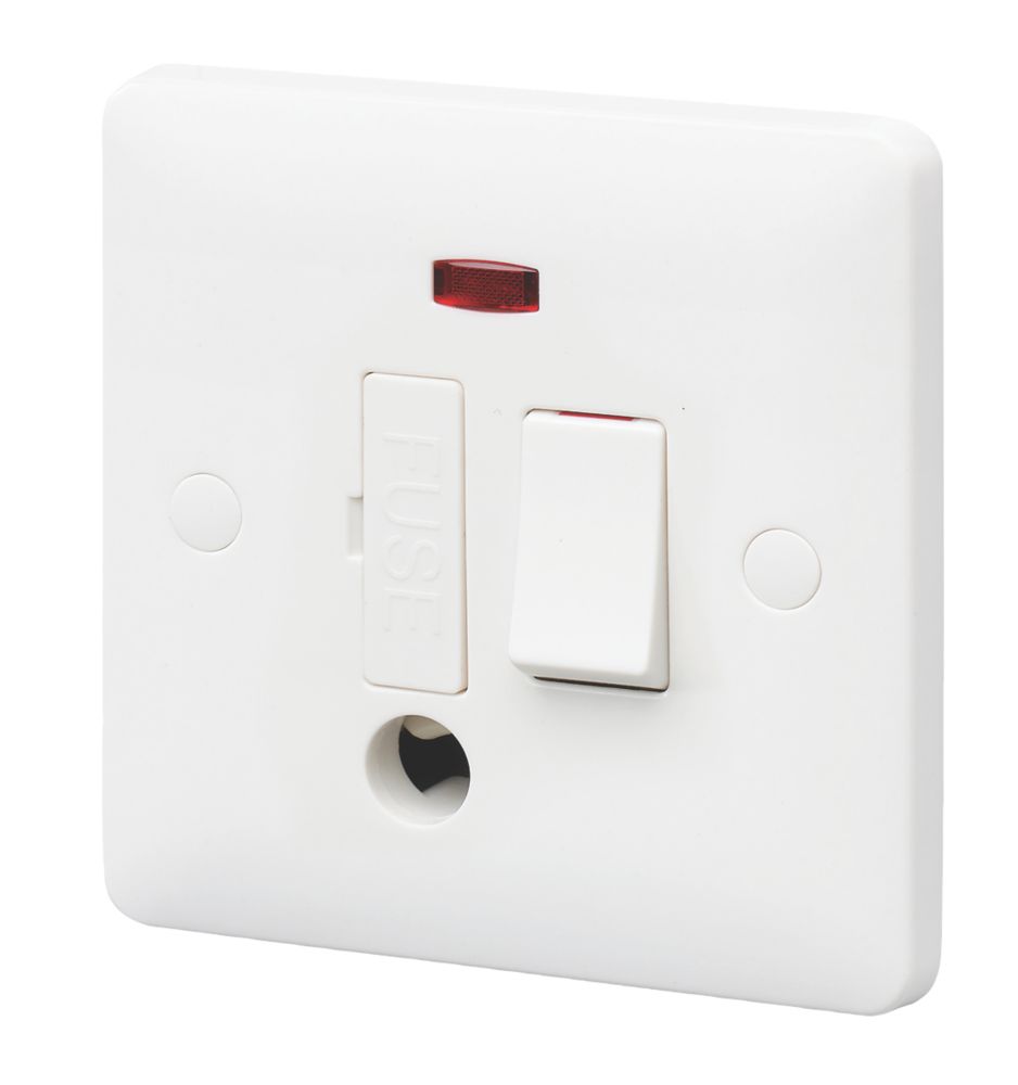 Image of MK Base 13A Switched Fused Spur & Flex Outlet with Neon White with White Inserts 