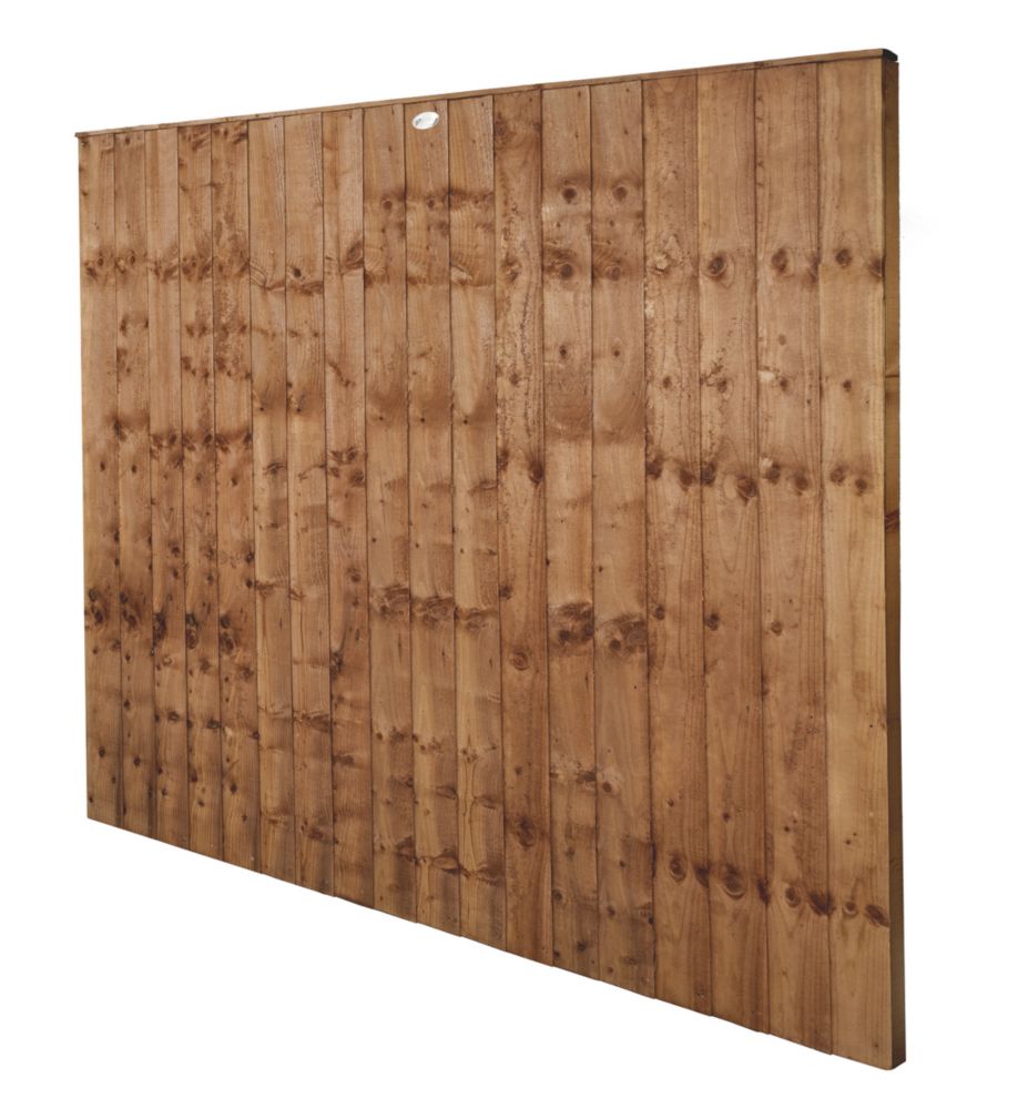Image of Forest Vertical Board Closeboard Garden Fencing Panel Dark Brown 6' x 5' 6" Pack of 5 