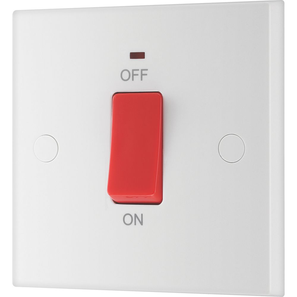 Image of British General 900 Series 45A 1-Gang DP Cooker Switch White with Neon 