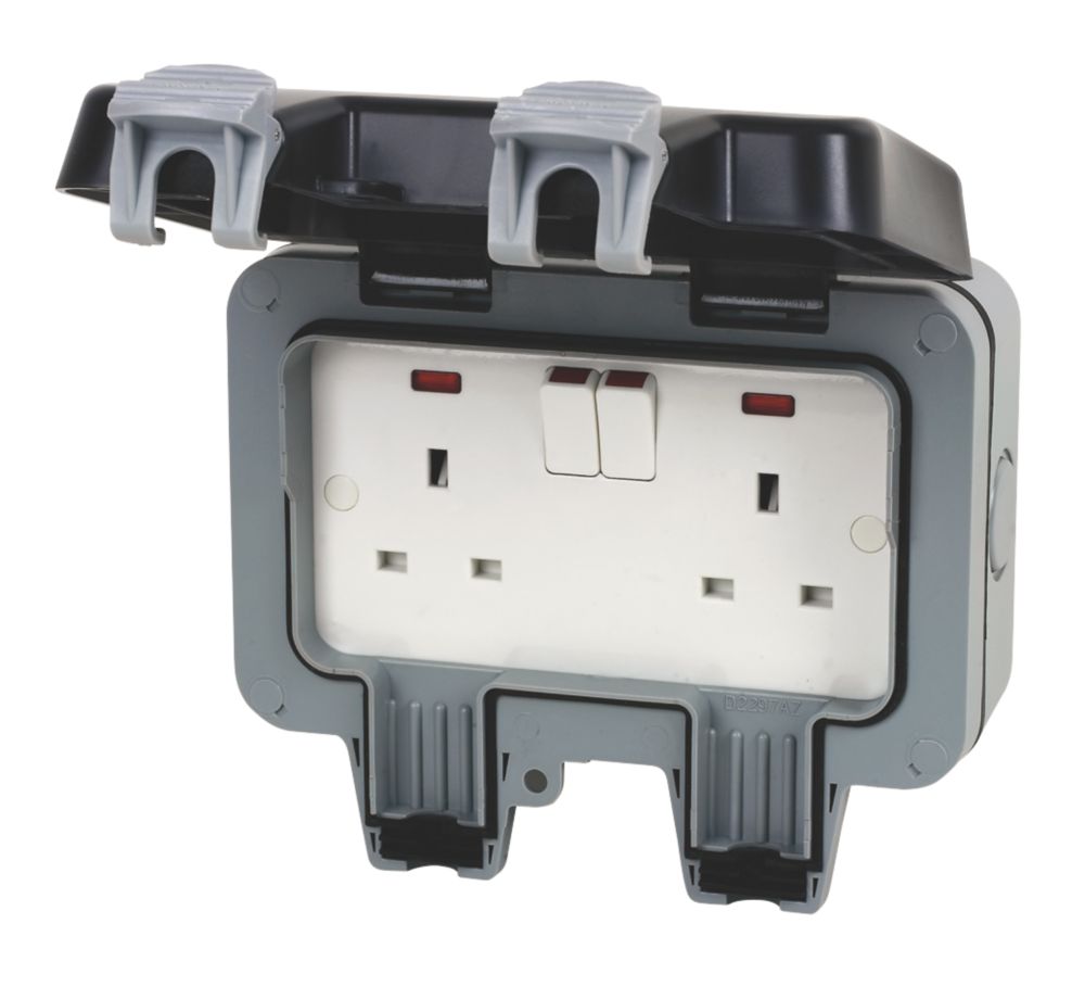 Image of British General IP66 13A 2-Gang DP Weatherproof Outdoor Switched Socket 