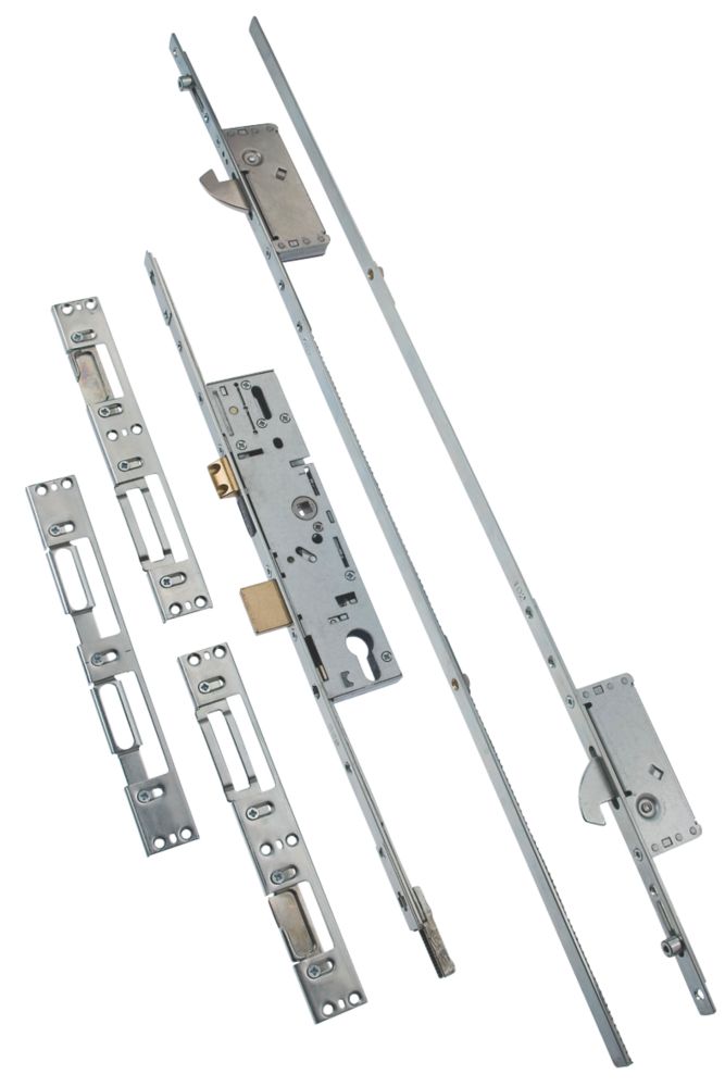 Image of ERA Stainless Steel Euro Profile 2-Hook Replacement Door Multi-Point Lock Kit 53mm Case - 35mm Backset 