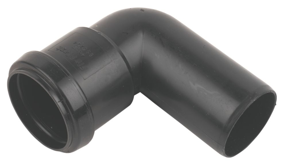 Image of FloPlast Push-Fit 90Â° Conversion Bend Black 90Â° 40mm 