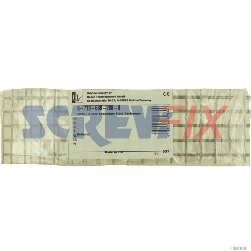 Image of Worcester Bosch 87186892880 BAFFLE DOUBLE SECONDARY HEAT EXCHANGER 