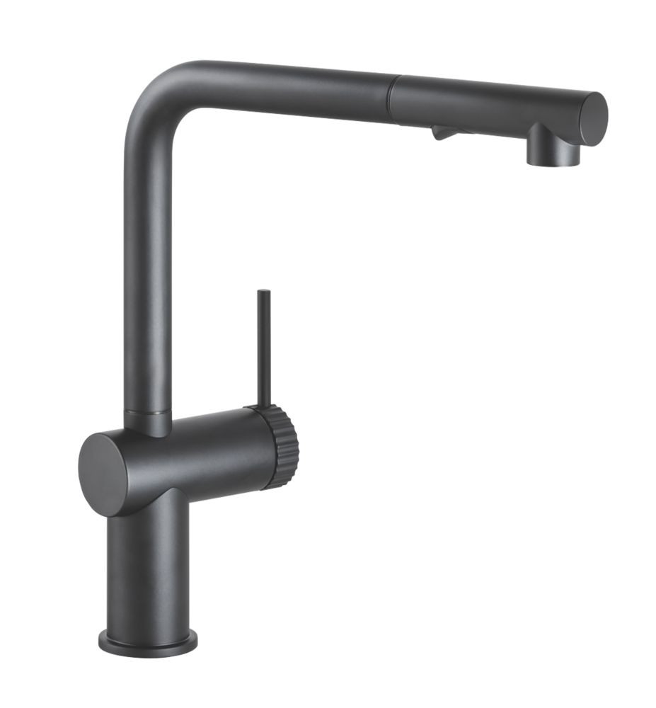 Image of Abode Fraction Pull-Out Spray Mono Mixer Kitchen Tap Matt Black 