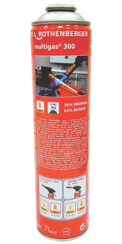 Image of Rothenberger Butane/Propane Mix Butane / Propane Mixed Gas Cylinder 336g 