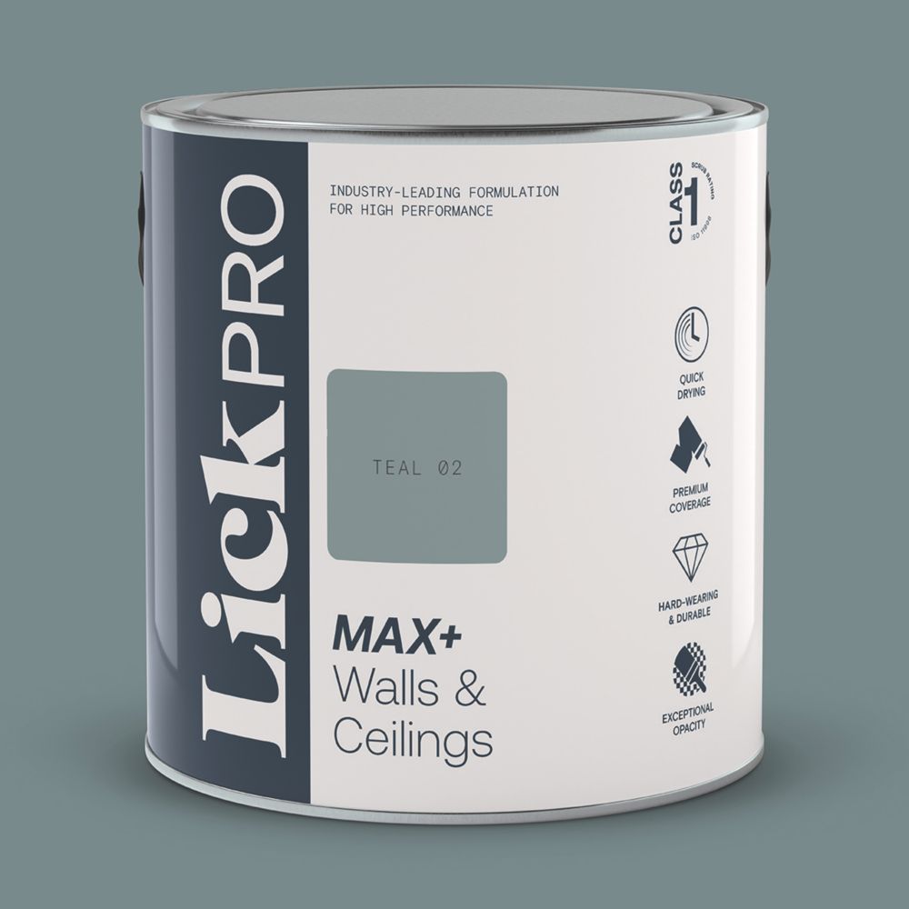 Image of LickPro Matt Teal 02 Emulsion Paint 2.5Ltr 