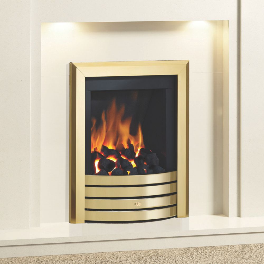 Image of Be Modern Design Brass Slide Control Inset Gas Manual Fire 510mm x 123mm x 605mm 