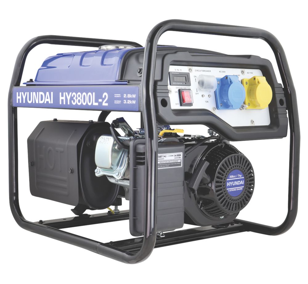 Image of Hyundai HY3800L-2 3.2kW Site Petrol Generator 230V 