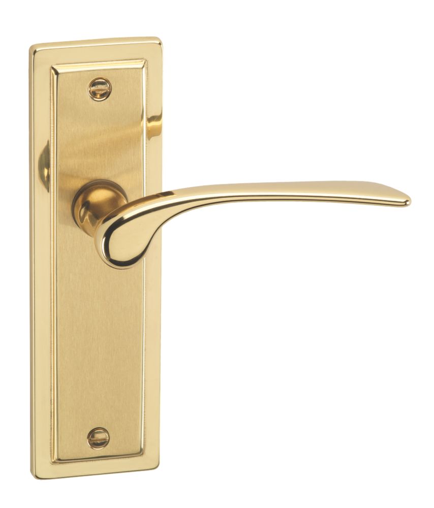 Image of Urfic Como Fire Rated Latch Latch Lever on Backplate Handles Pair Polished / Satin Brass 