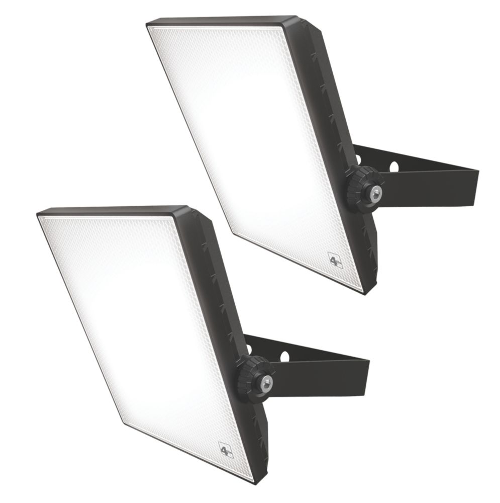 Image of 4lite Outdoor LED Floodlight Black 50W 3992lm 2 Pack 