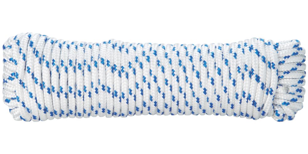 Image of Diall Braided Rope Blue / White 6mm x 20m 