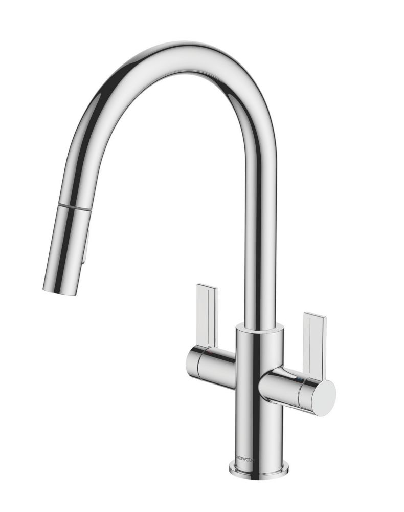 Image of Clearwater Kira KIR30CP Double Lever Tap with Twin Spray Pull-Out Chrome 