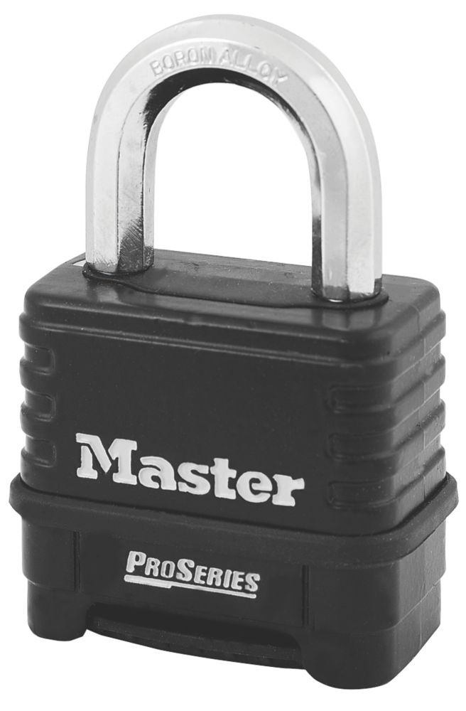 Image of Master Lock ProSeries Laminated Steel Weatherproof Combination Padlock Black 60mm 