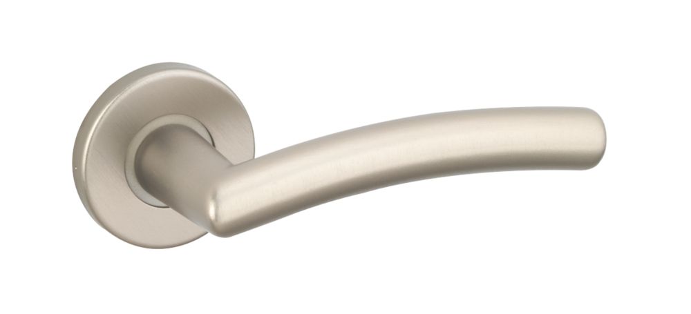 Image of Urfic Pro5/5380 Fire Rated Lever on Rose Door Handles Pair Satin Stainless Steel 