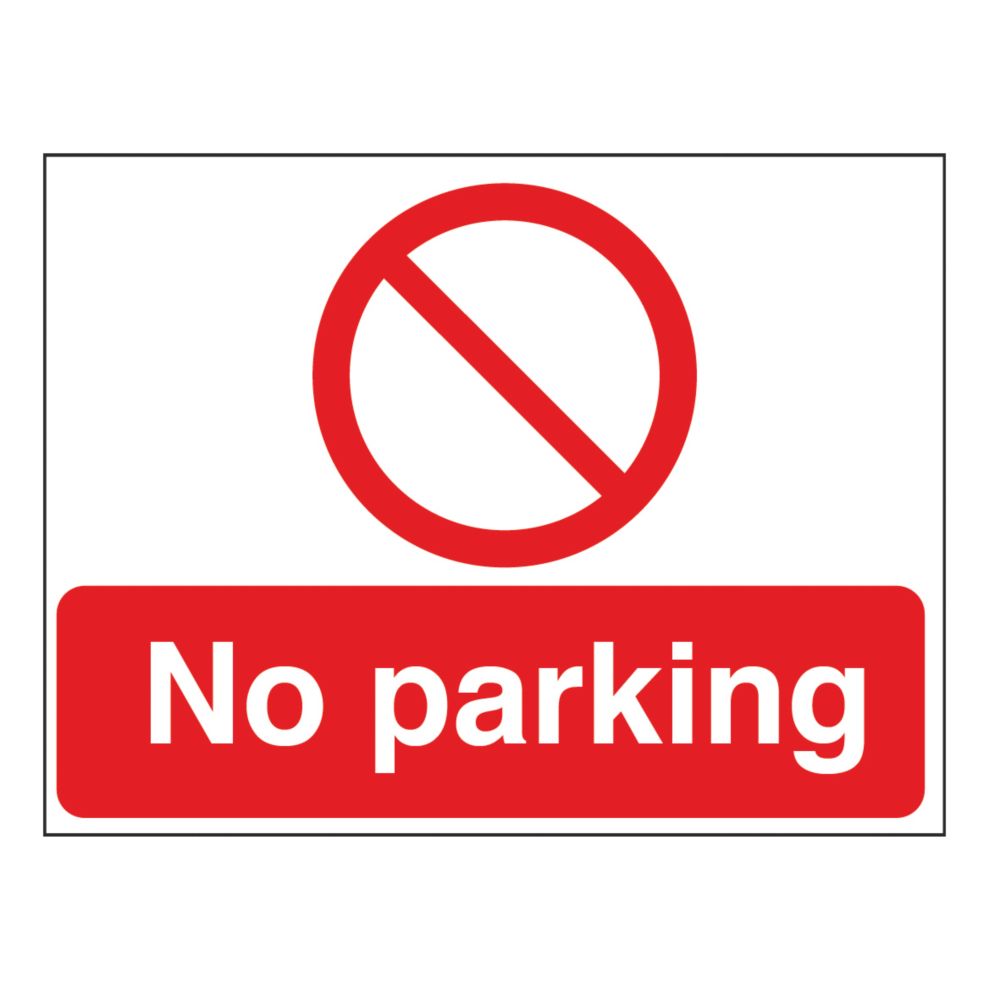 Image of "No Parking" Sign & Stanchion Frame 450mm x 600mm 2 Pieces 