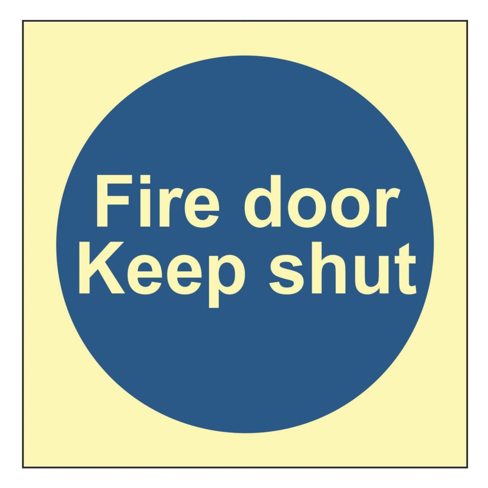 Image of Photoluminescent "Fire Door Keep Shut" Sign 100mm x 100mm 