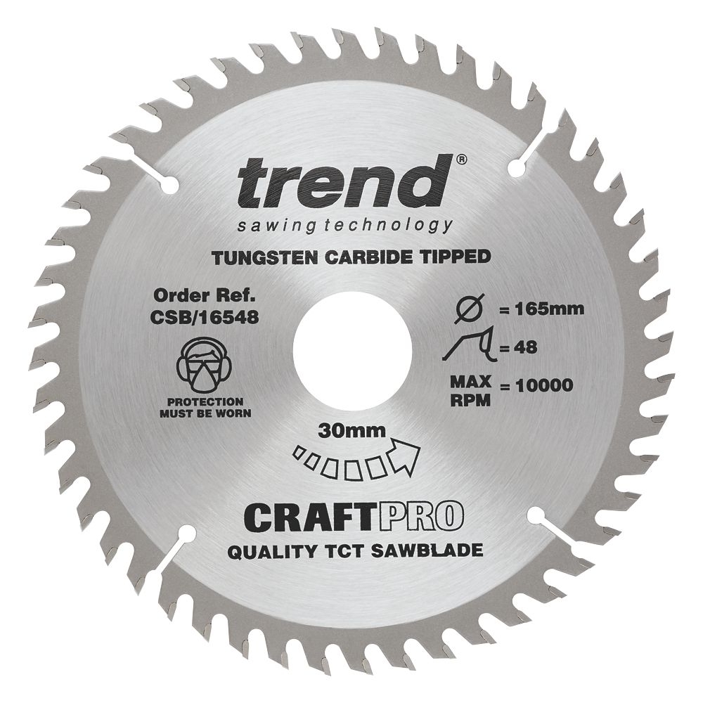 Image of Trend CraftPro Aluminium/Plastic Circular Saw Blade 165mm x 20mm 48T 