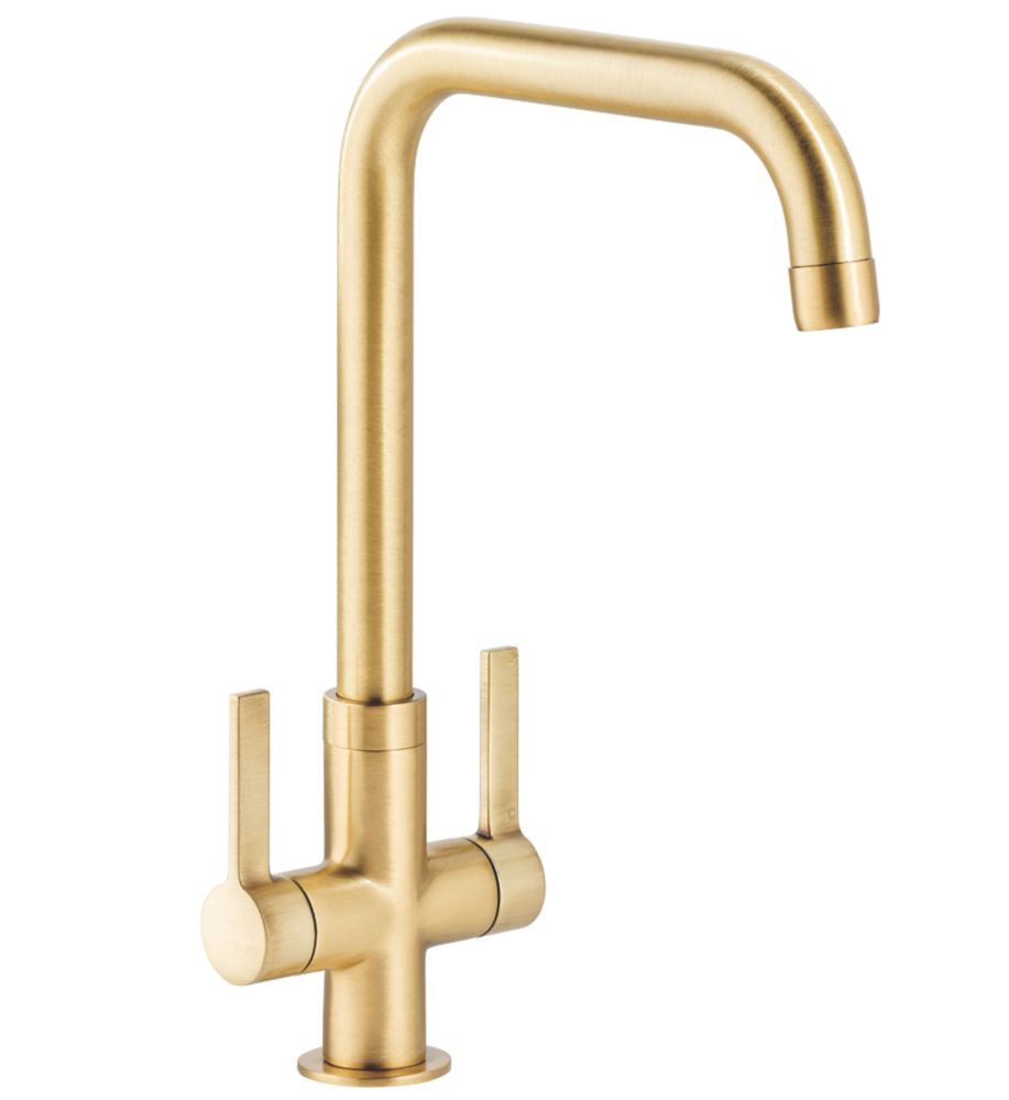 Image of Abode Pico Quad Dual-Lever Mono Mixer Kitchen Tap Brushed Brass 