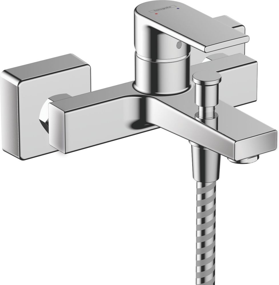 Image of Hansgrohe Vernis Shape Wall-Mounted Bath and Shower Mixer with 2 Flow Rates Chrome 