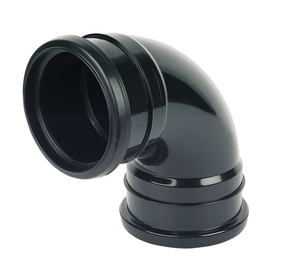 Image of FloPlast Push-Fit 92.5Â° Double Socket Bend Black 110mm 