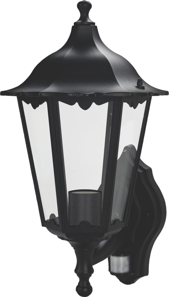 Image of Luceco Outdoor Coach Lantern with Extended Outreach With PIR Sensor Black 