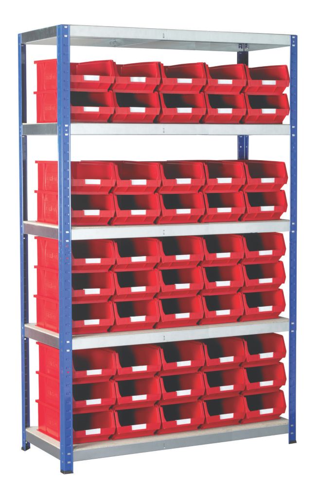 Image of Barton Ecorax Shelving Red 1200mm x 450mm x 1800mm 