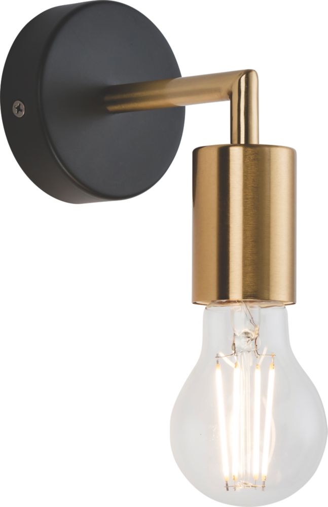 Image of Knightsbridge SENA Decorative Wall Light Matt Black & Brushed Gold 