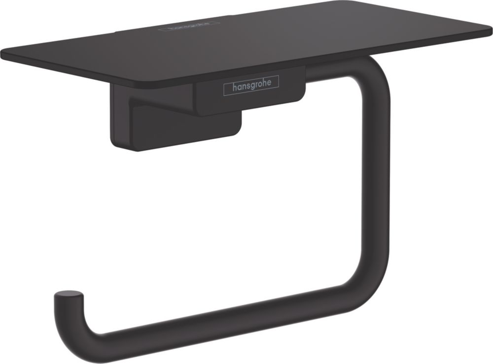 Image of Hansgrohe AddStoris Toilet Roll Holder with Shelf Matt Black 