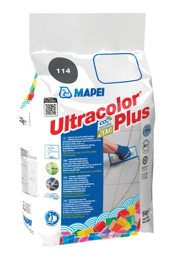 Image of Mapei Ultracolor Plus Wall & Floor Grout Anthracite 5kg 