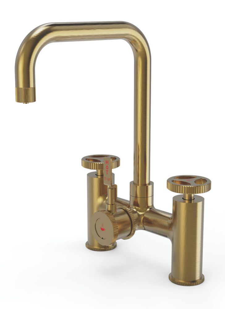 Image of ETAL Industrial Bridge 3-in-1 Hot Water Kitchen Tap Gold 