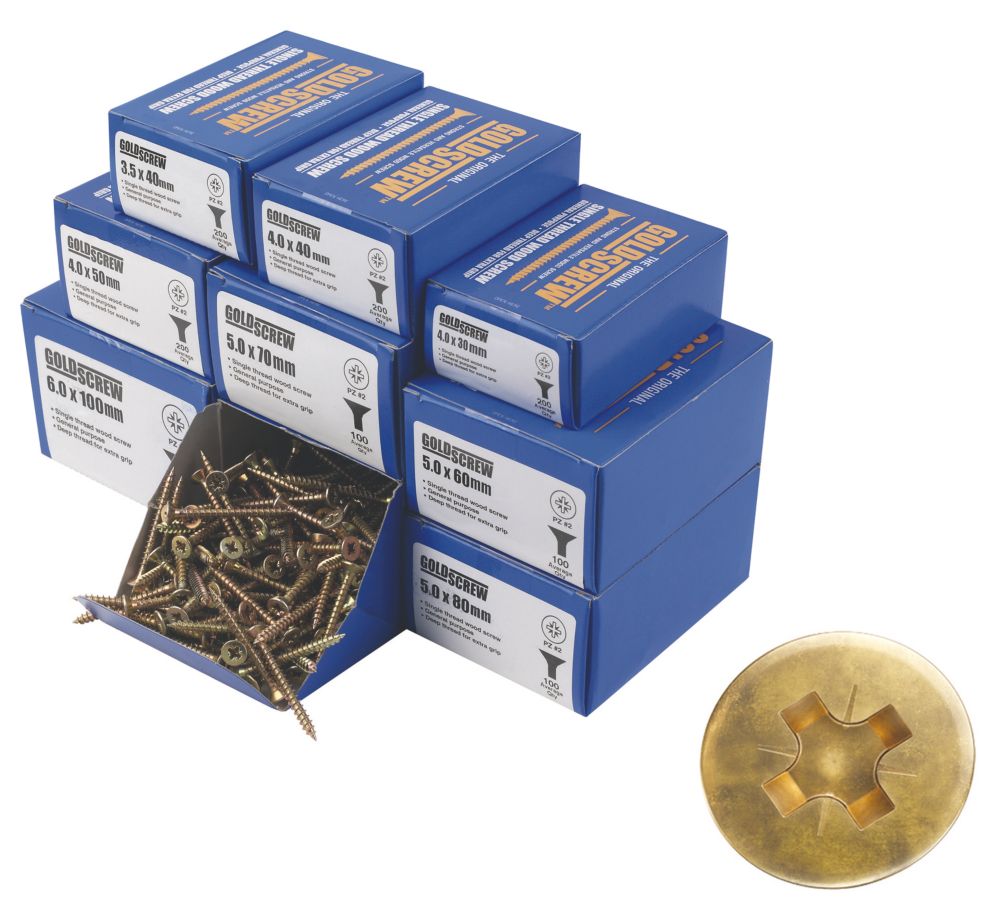 Image of Goldscrew PZ Double-Countersunk Woodscrews Trade Pack 1400 Pcs 