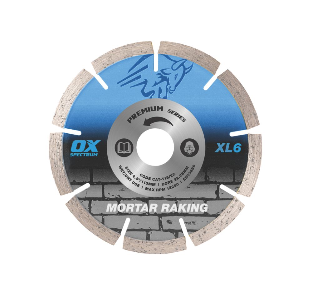 Image of OX Trade XL6 Masonry Mortar Raking Diamond Blade 115mm x 22.23mm 