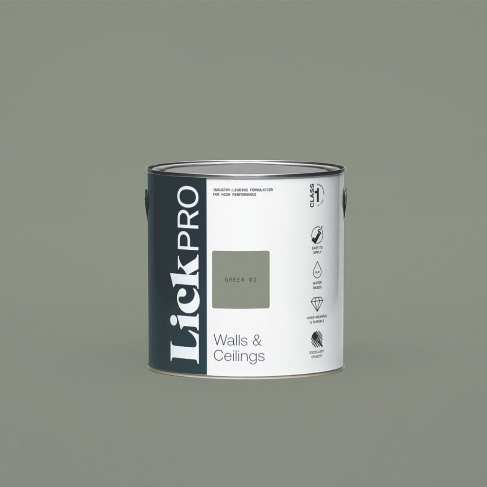 Image of LickPro Eggshell Green 02 Emulsion Paint 2.5Ltr 