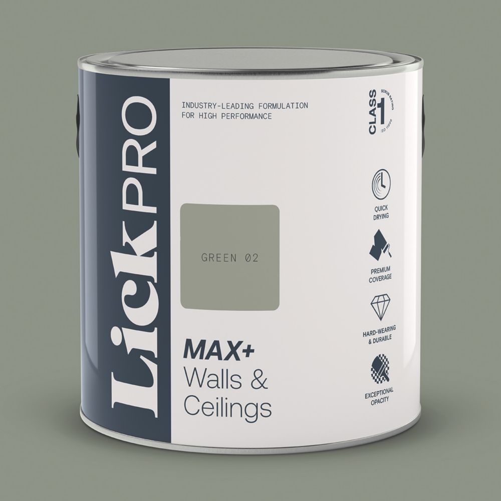 Image of LickPro Eggshell Green 02 Emulsion Paint 2.5Ltr 