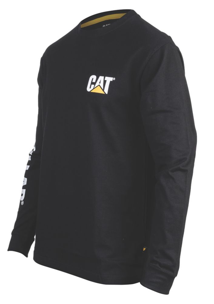 Image of CAT Trademark Banner Long Sleeve T-Shirt Black Small 36-38" Chest 