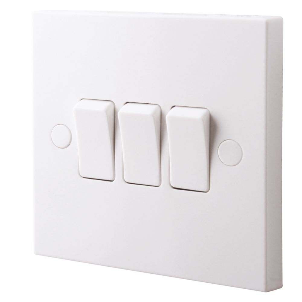 Image of British General 900 Series 10AX 3-Gang 2-Way Light Switch White 