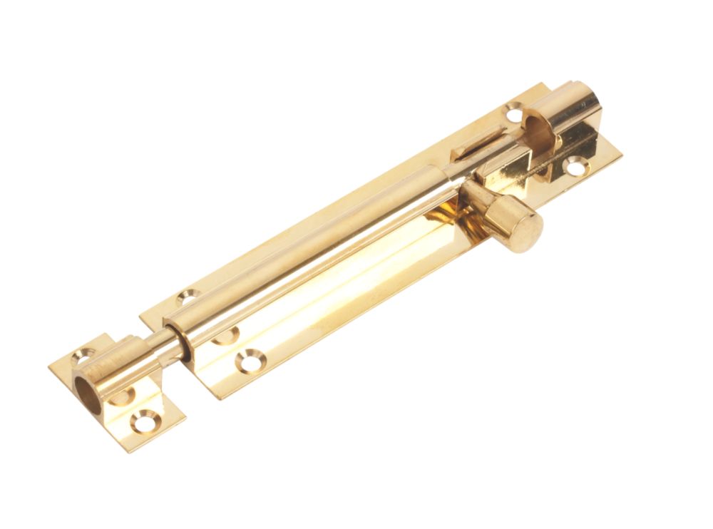Image of Straight Door Bolt Polished Brass 102mm 