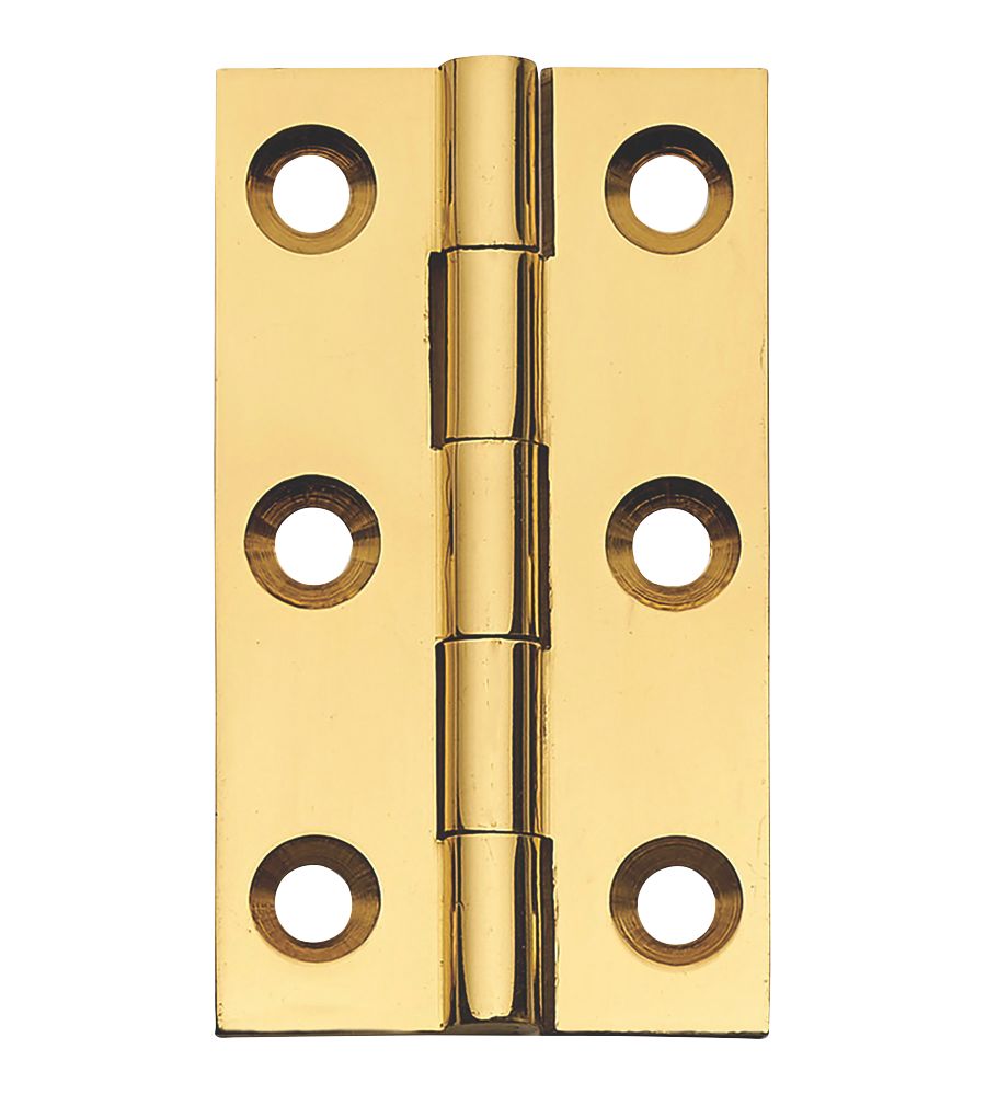 Image of Polished Brass Solid Drawn Butt Hinges 51mm x 29mm 2 Pack 