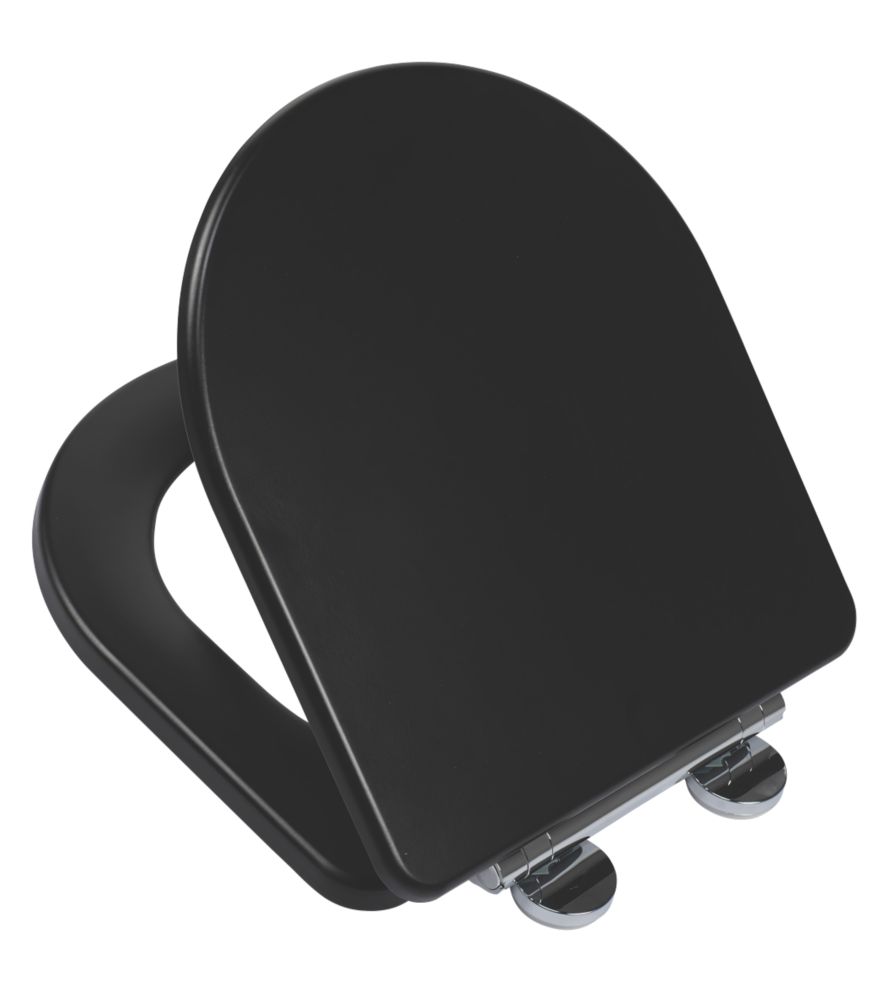 Image of Croydex Iseo Soft-Close with Quick-Release Toilet Seat Moulded Wood Black 