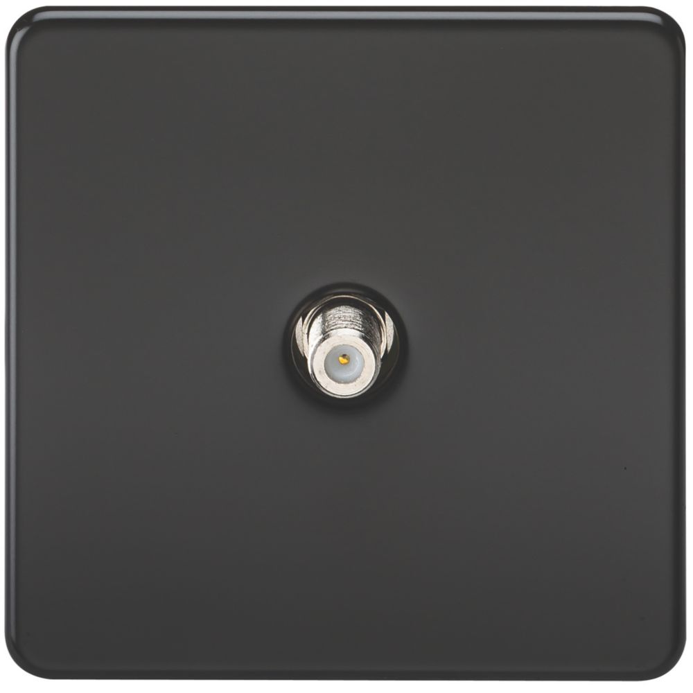 Image of Knightsbridge 1-Gang F-Type Satellite Socket Matt Black 