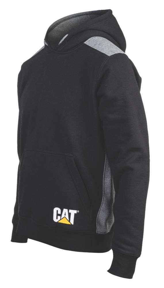 Image of CAT Logo Panel Hooded Sweatshirt Black X Large 46-49" Chest 