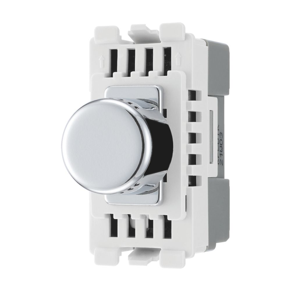 Image of British General Nexus Grid 2-Way LED Grid Dimmer Switch Polished Chrome with Colour-Matched Inserts 