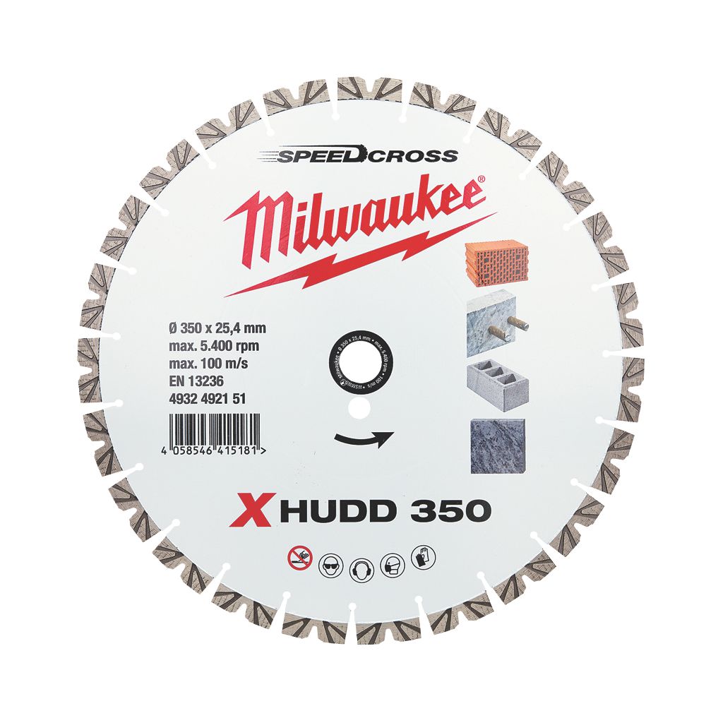 Image of Milwaukee Premium Speedcross XHUDD Masonry Diamond Blade 350mm x 25.4mm 