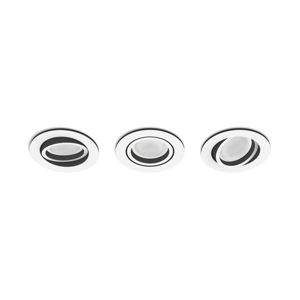 Image of Philips Hue Miliskin Adjustable Head LED Smart Recessed Downlights White 5W 1050lm 3 Pack 