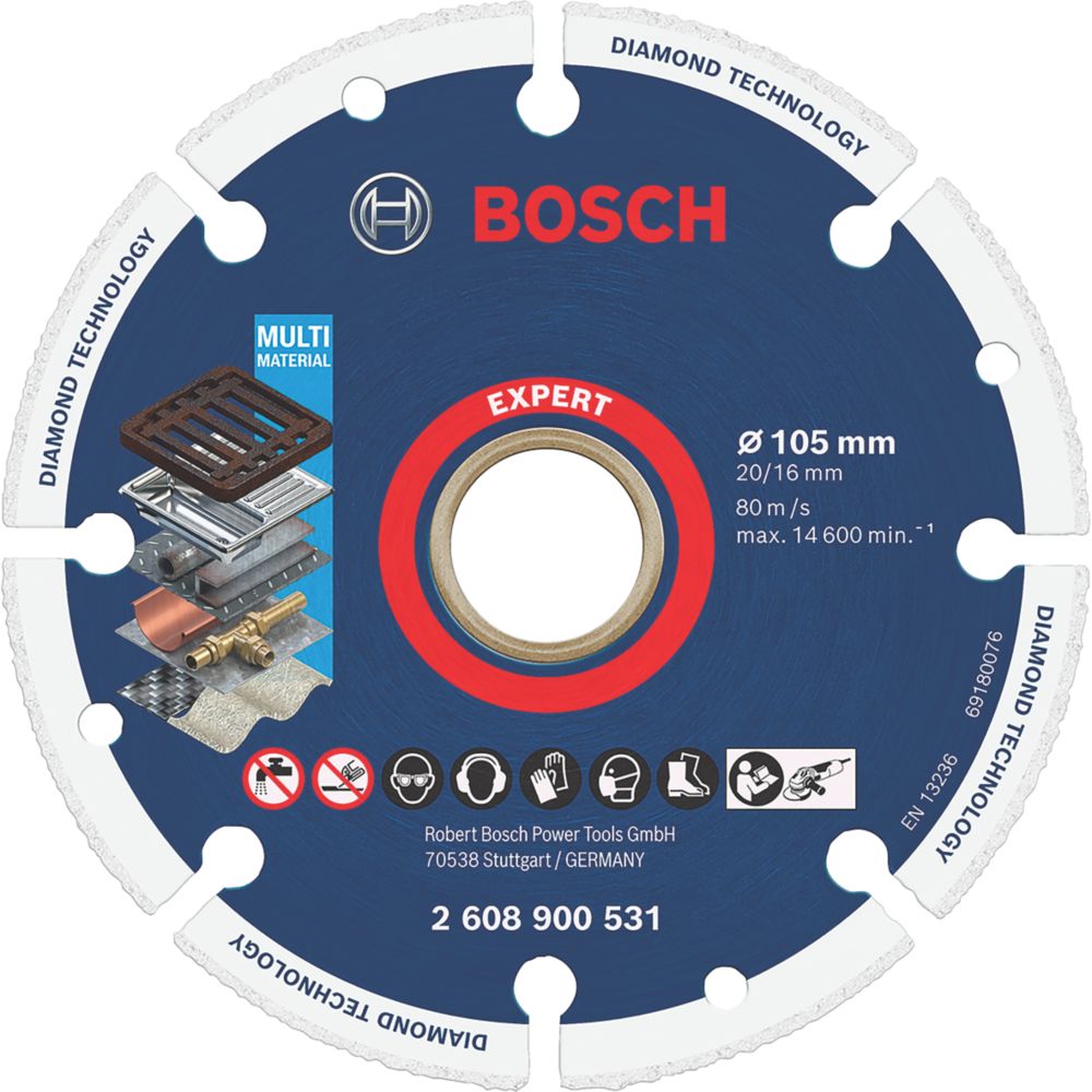 Image of Bosch Expert Multi-Material Diamond Wheel Cutting Disc 105mm x 20/16mm 