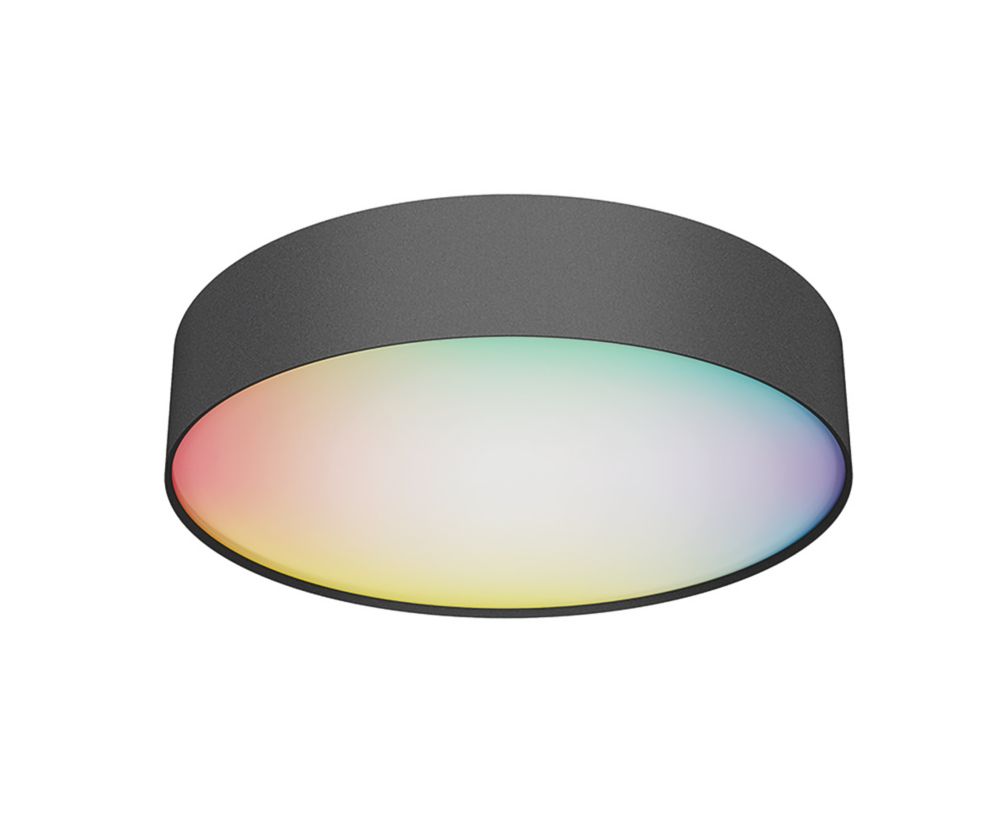 Image of Calex RGB & White LED Smart Ceiling Light Black 16W 1800lm 