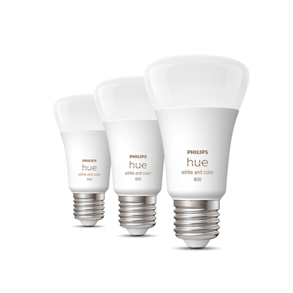 Image of Philips Hue ES A60 RGB & White LED Smart Light Bulb 6.5W 806lm 3 Pack 